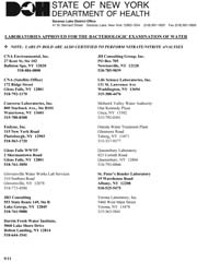 List of NYS DOH approved water testing labs